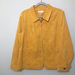 Christopher & Banks yellow gold corduroy full zip jacket, petite XL